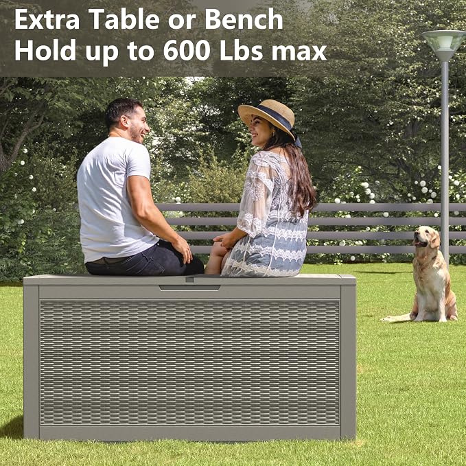 120 Gallon Waterproof Large Resin Deck Box, Lockable Large Outdoor Storage - Image 5