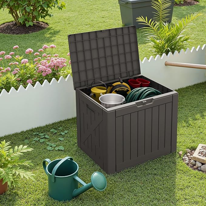 Greesum 40 Gallon Resin Deck Box, Outdoor Storage, Garden Tools, Pool Supplies - Image 3