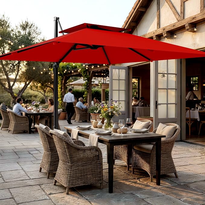 11×11 FT Double-Top Cantilever Patio Umbrella, Outdoor Umbrellas - Image 8