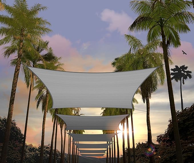 Amgo Custom Size 7' x 22' Grey Rectangle Square Sun Shade Sail UPF50+ AGTAPR0810 by Amgo