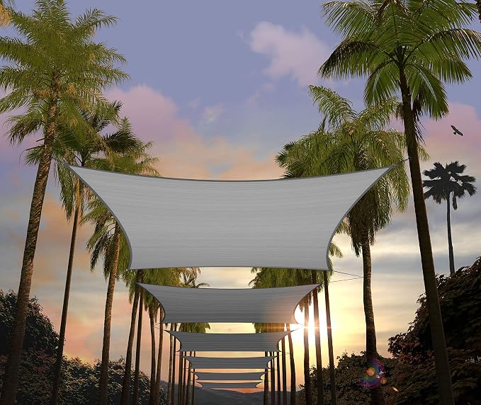 Amgo Custom Size 9' x 15' Grey Rectangle Square Sun Shade Sail UPF50+ AGTAPR0810 by Amgo