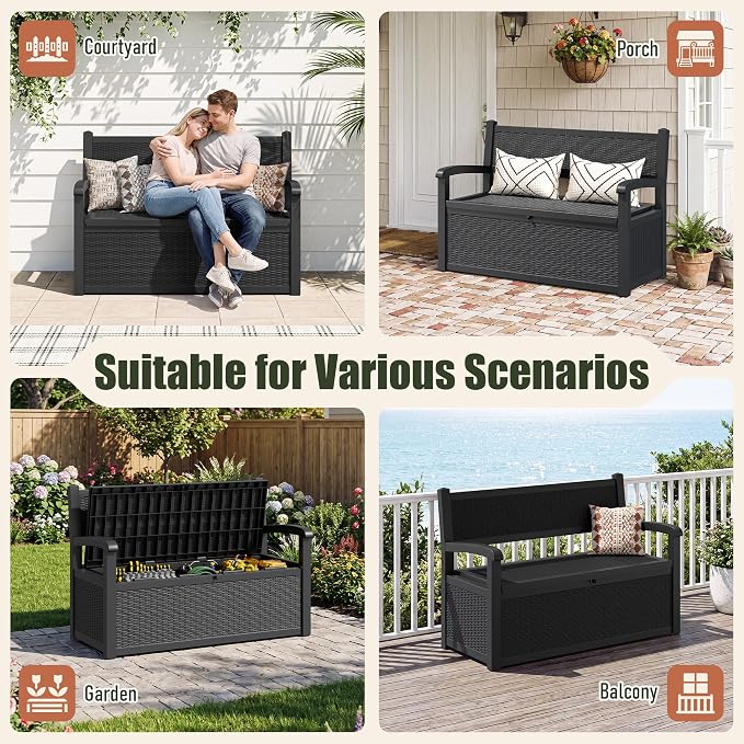 80 Gallon Outdoor Storage Bench, Resin Outdoor Storage Box - Image 7