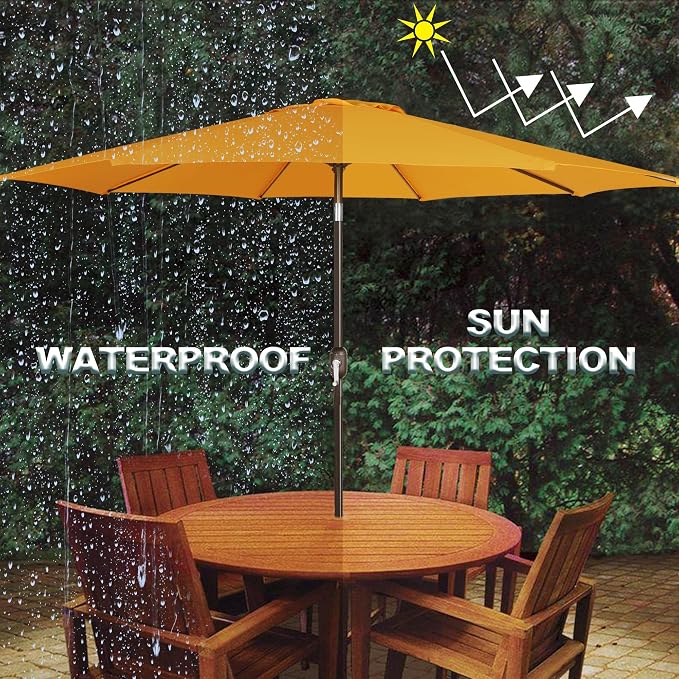 9' Outdoor Patio Umbrella, Outdoor Table Umbrella, Yard Umbrella, Market - Image 6