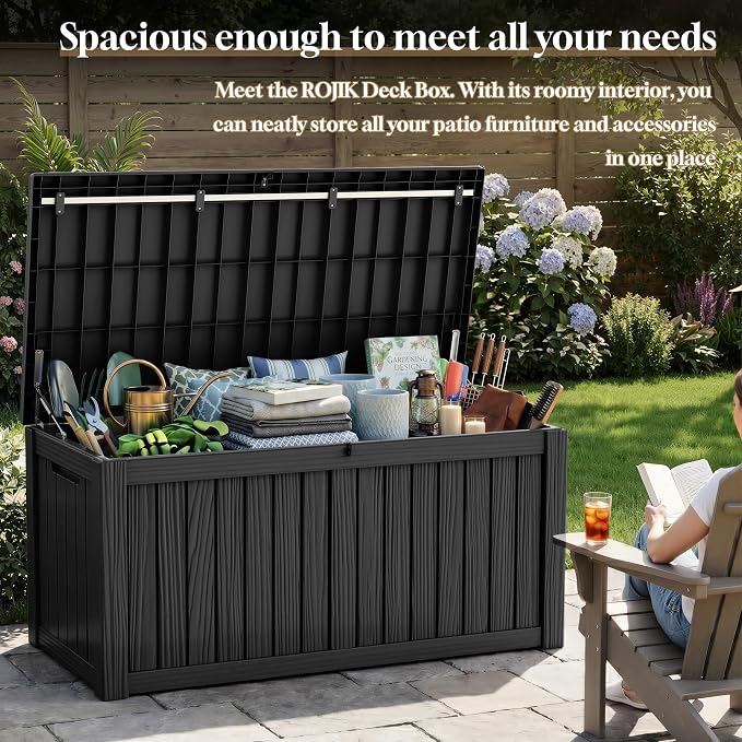 ROJIK 149 Gallon Outdoor Storage Box Waterproof, Weatherproof Deck Boxes - Image 4