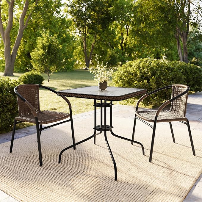 Flash Furniture Lila Modern Rattan Indoor/Outdoor Stackable Dining Chairs - Image 2