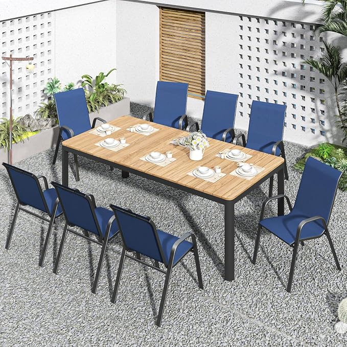 Patio Dining Chairs Set of 8 Outdoor Stackable Dining Chairs - Image 9
