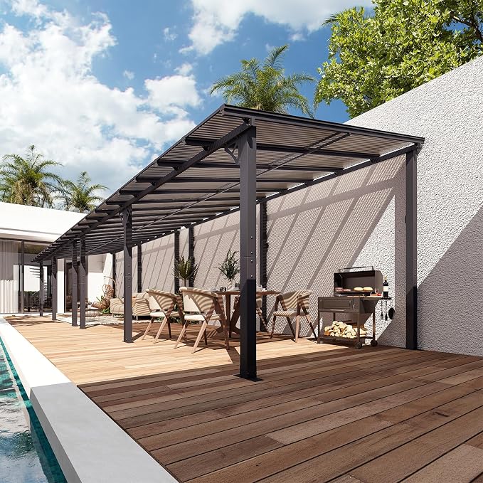 Aoxun 42’x10’ Gazebo with Aluminum Frame & Polycarbonate Panel, Outdoor Patio - Image 9