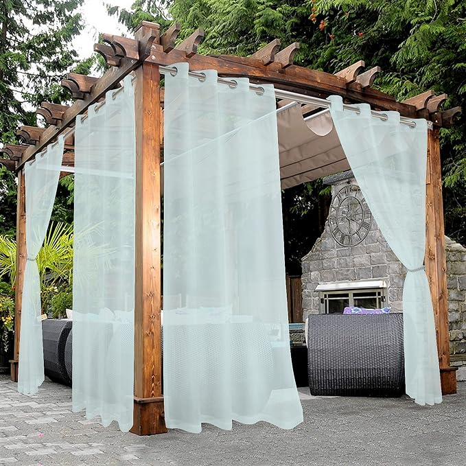 BONZER Sheer Outdoor Curtains for Patio Waterproof 2 Panels | Light Filtering by Bonzer