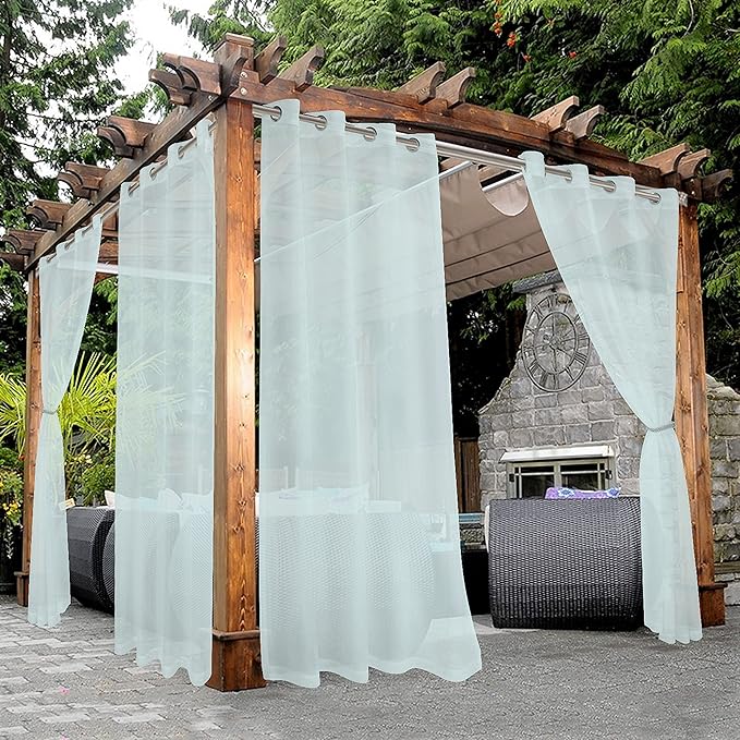 BONZER Sheer Outdoor Curtains for Patio Waterproof 2 Panels | Grommet Light by Bonzer
