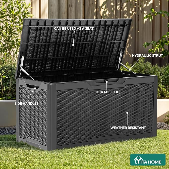 YITAHOME 100 Gallon Large Resin Deck Box Outdoor Storage Boxes - Image 5