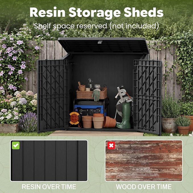 LHBcraft 36 Cu Ft Outdoor Storage Cabinet, Horizontal Resin Storage Shed Box - Image 5