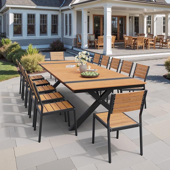 Pellebant Stackable Outdoor Patio Dining Chairs Set of 6 | Aluminum Armless - Image 6