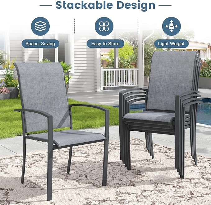 DIFY Patio Chairs Set of 4, Stackable Outdoor Dining Chairs - Image 3
