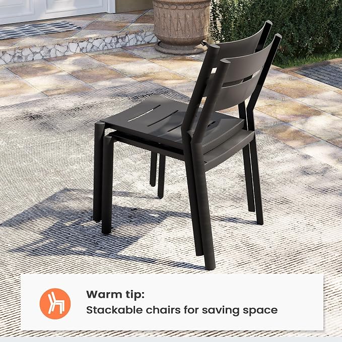 Pellebant Aluminum Stackable Outdoor Patio Dining Chairs Set of 2 | Outdoor - Image 4
