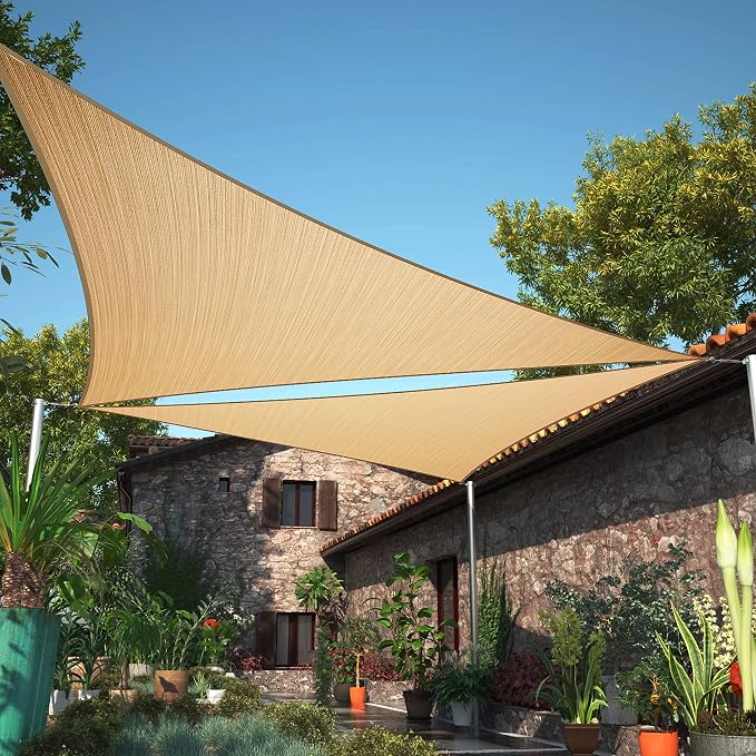4' x 4' x 4' Sand Beige Sun Shade Sail UPF50 Triangle SMTAPT12 Canopy Fabric by ShadeMart