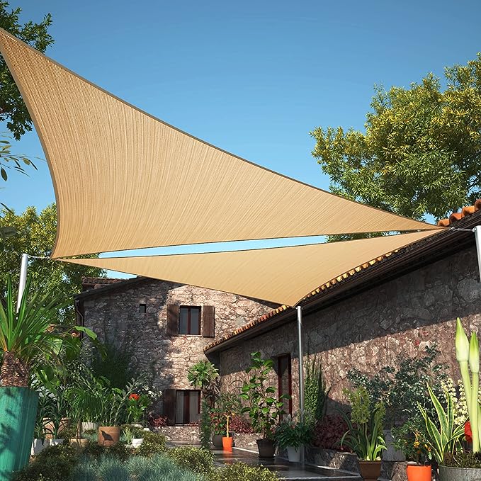 15' x 24' x 28.3' Sand Beige Sun Shade Sail UPF50 Right Triangle SMTAPT12 by ShadeMart