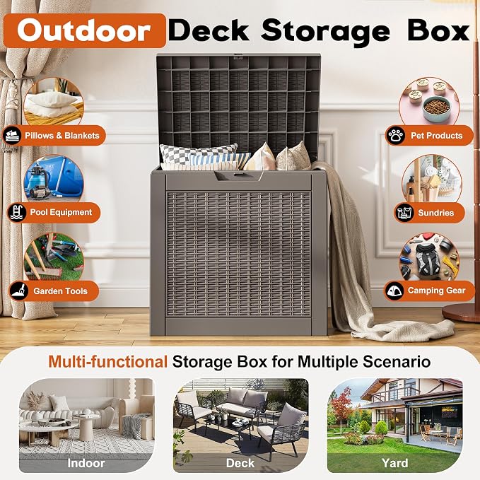 Outdoor Deck Storage Box, Resin Deck Boxes Indoor and outdoor, Waterproof - Image 3