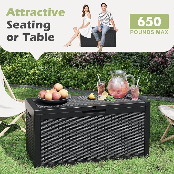 Outdoor Storage Box, 75 Gallon Resin Deck Boxes Outdoor Waterproof - Image 5
