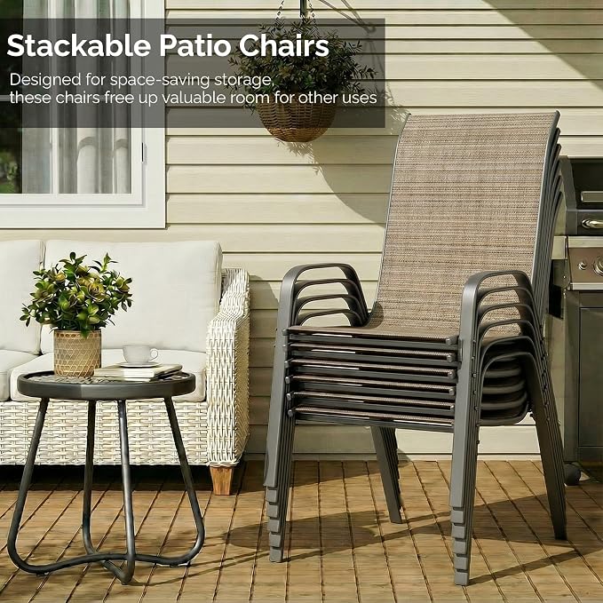MAMIZO Patio Dining Chairs, Stackable Textilene Chair Set of 4, - Image 7
