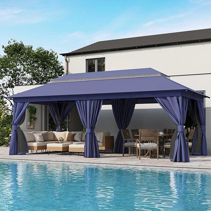 10'x20' Outdoor Gazebo, Metal Frame Heavy Duty Patio Canopy Tent Shelter by LAUSAINTHOME