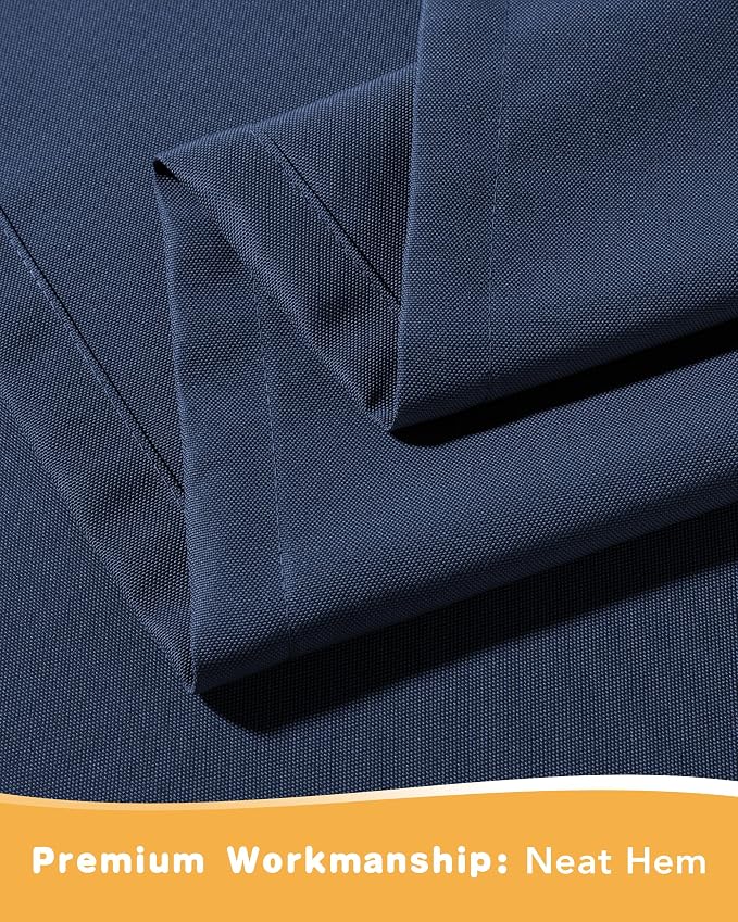 Extra Wide Outdoor Curtains for Patio Waterproof 2 Pcs 110x84 Inch Navy | - Image 8