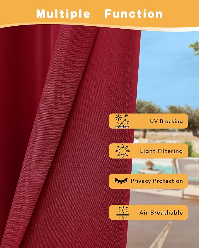 HolidayIdeas Red Outdoor Curtains - Image 3