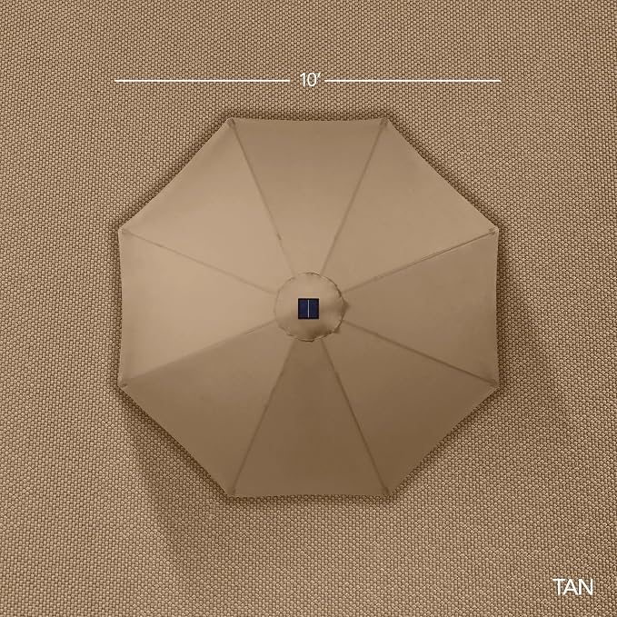 Best Choice Products 10ft Solar Market Patio Umbrella w/Woodgrain Pattern Pole - Image 9