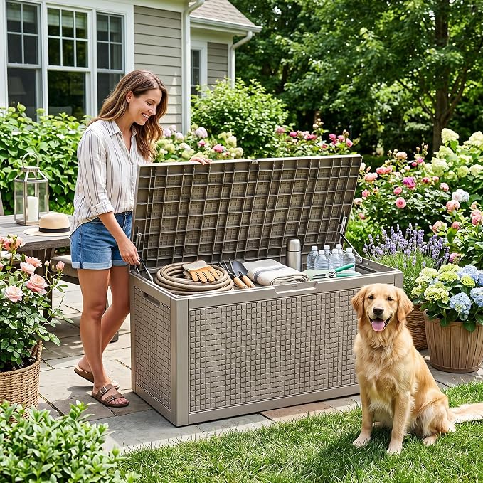 110 Gal Waterproof Outdoor Storage Box UV Resistant Deck Box | Extra-large - Image 2