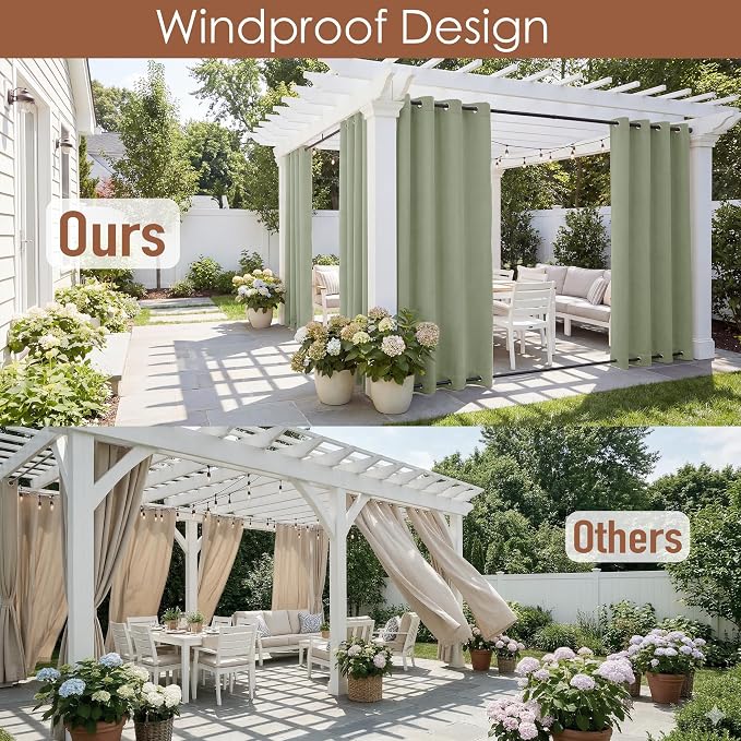 RYB HOME 2 Panels Outdoor Curtains - Image 2