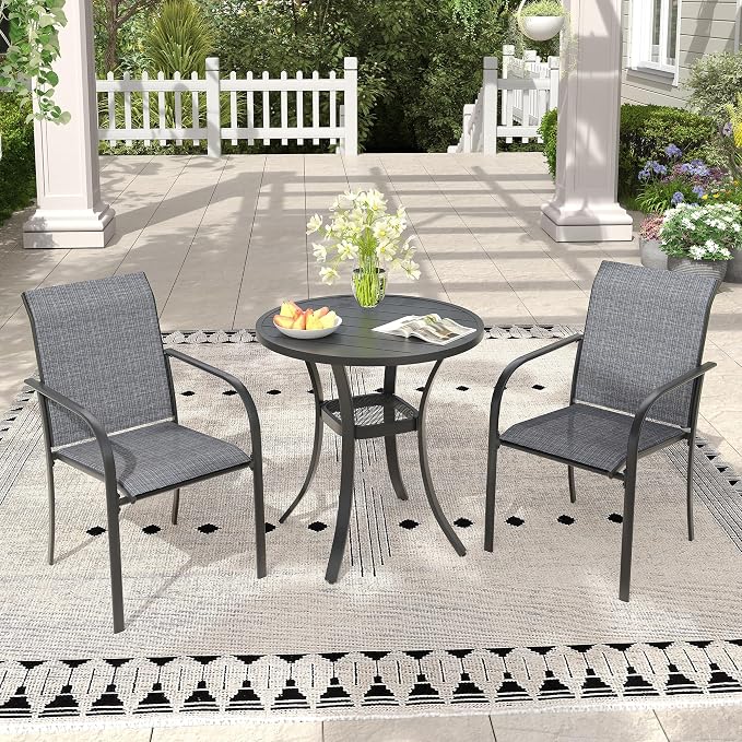 Outdoor Chairs Set of 2, Stackable Patio Dining Chairs - Image 7