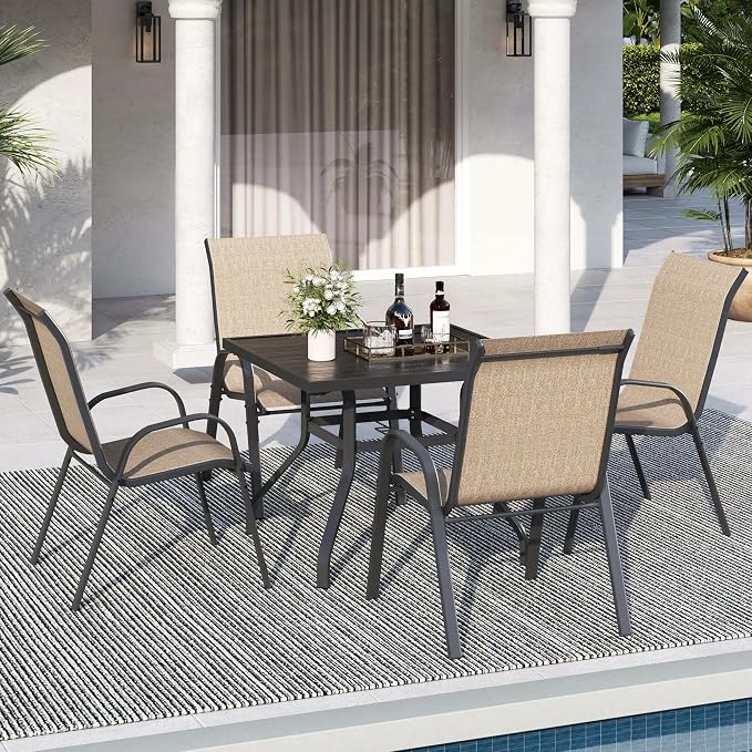 Patio Dining Chairs Set of 4, Outdoor Stackable Dining Chairs High Back - Image 2