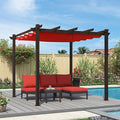 PURPLE LEAF Patio Pergola 10' X 10' Retractable Shade Patio Cover, Terra | by PURPLELEAF