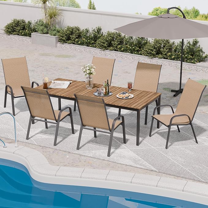 Patio Chairs Set of 6, Outdoor Dining Chairs Stackable - Image 4