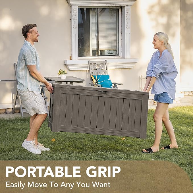 Devoko 120 Gallon Deck Box Resin Outdoor Storage Box Waterproof | Large Outdoor - Image 8