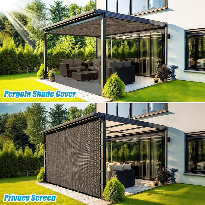Amagenix 90% Shade Fabric 6'X 12' Mocha Sun Shade Cloth - Image 5