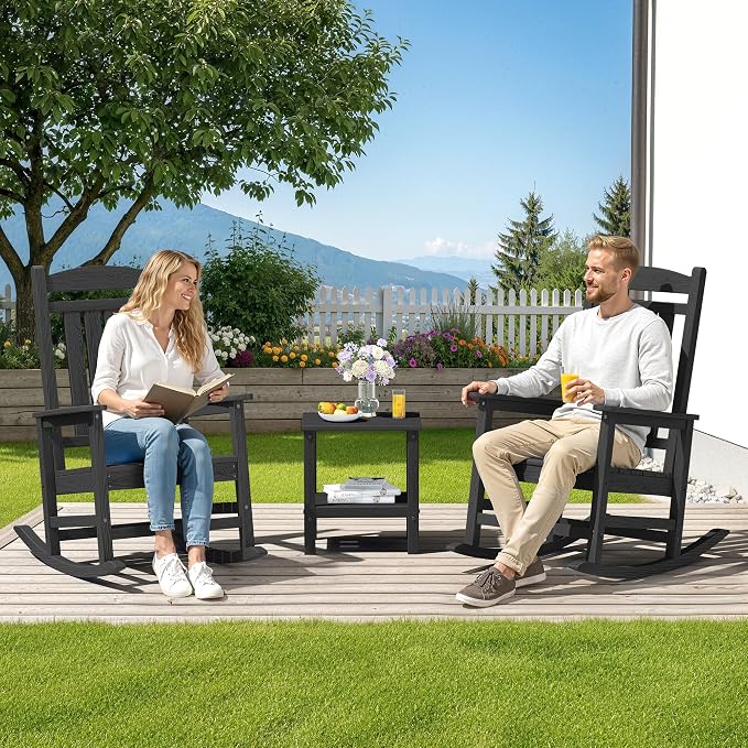 SERWALL Outdoor Rocking Chair Set of 6, Patio Rocking Chair, Porch Rocker - Image 9