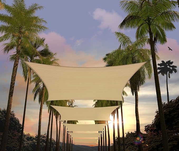 Amgo Custom Size 18' x 22' Beige Rectangle Square Sun Shade Sail UPF50+ by Amgo