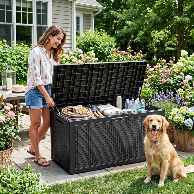 110 Gal Waterproof Outdoor Storage Box UV Resistant Deck Box | Extra-large - Image 2
