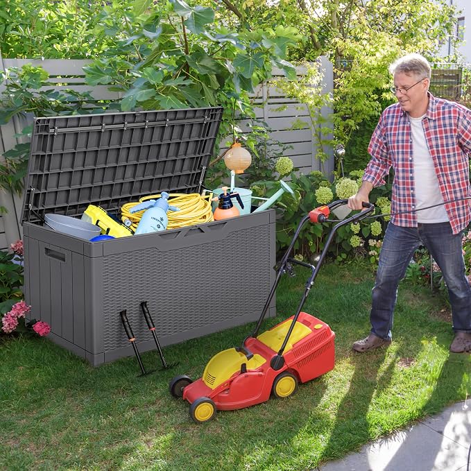 Greesum 100 Gallon Resin Deck Box Large Outdoor Storage - Image 5