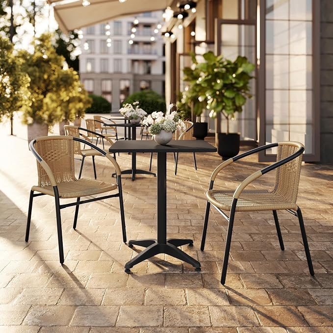 Flash Furniture Lila 2 Pack Beige Rattan Indoor-Outdoor Restaurant Stack Chair - Image 8