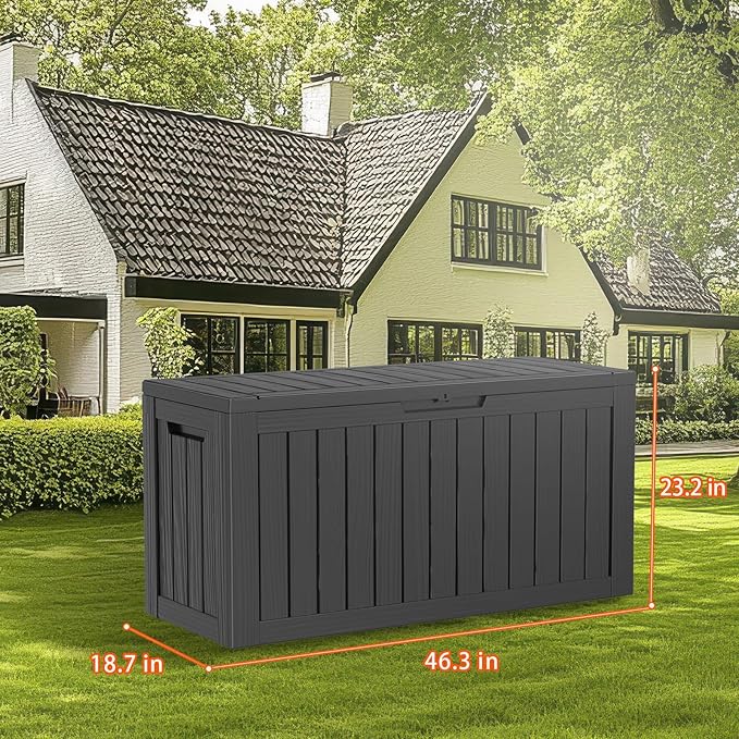 PatioZen 90 Gallon Resin Deck Box, Lockable Patio Outdoor Storage Box - Image 5