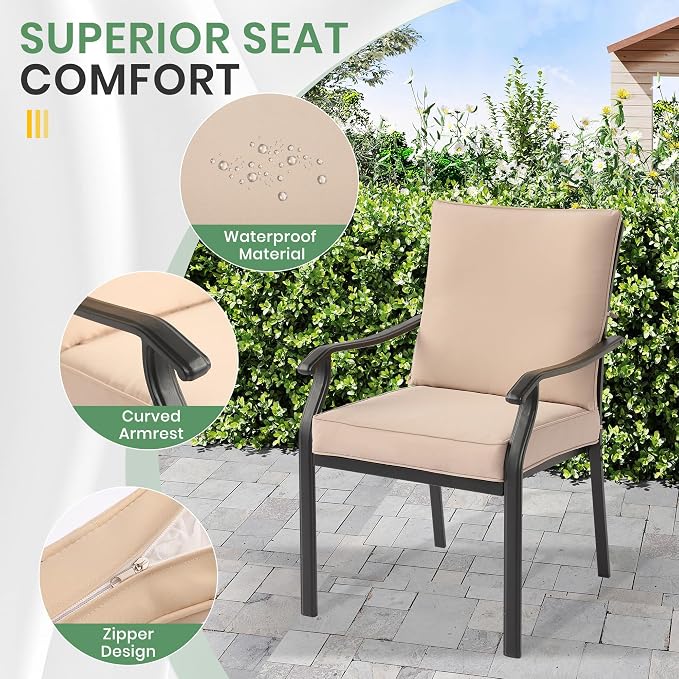 LVUYOYO Outdoor Patio Dining Chairs Set of 6, Metal Stackable Chairs Set - Image 4