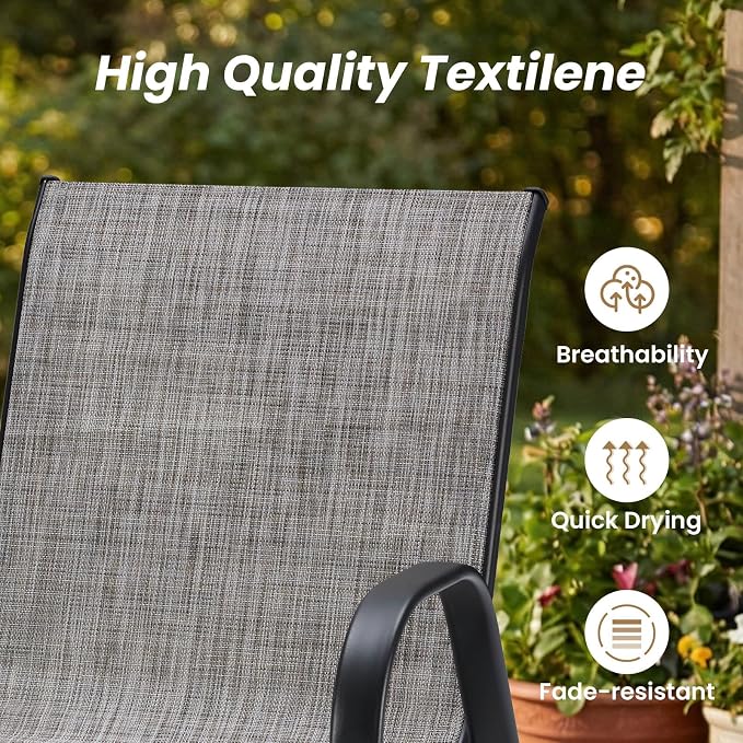 Patio Chairs Set of 6, Stackable Outdoor Chairs - Image 6