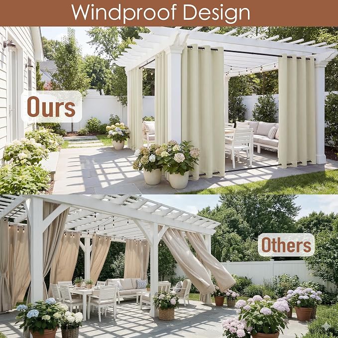RYB HOME 2 Panels Outdoor Curtains - Image 2