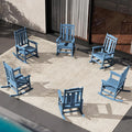 SERWALL HDPE Oversized Outdoor Rocking Chairs Set of 6, Patio Rocker, All by SERWALL