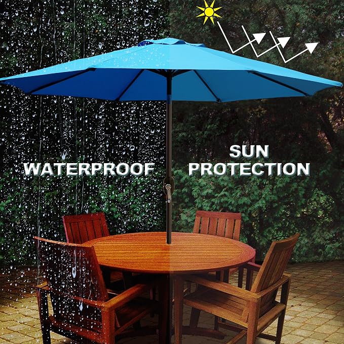 9' Outdoor Patio Umbrella, Outdoor Table Umbrella, Yard Umbrella, Market - Image 5