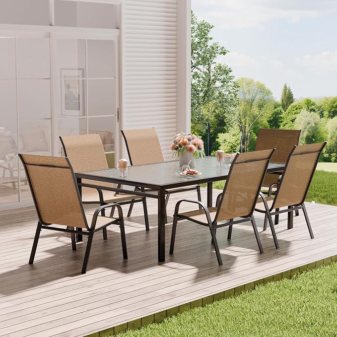 Patio Chairs Set of 6, Outdoor Dining Chairs Stackable - Image 9