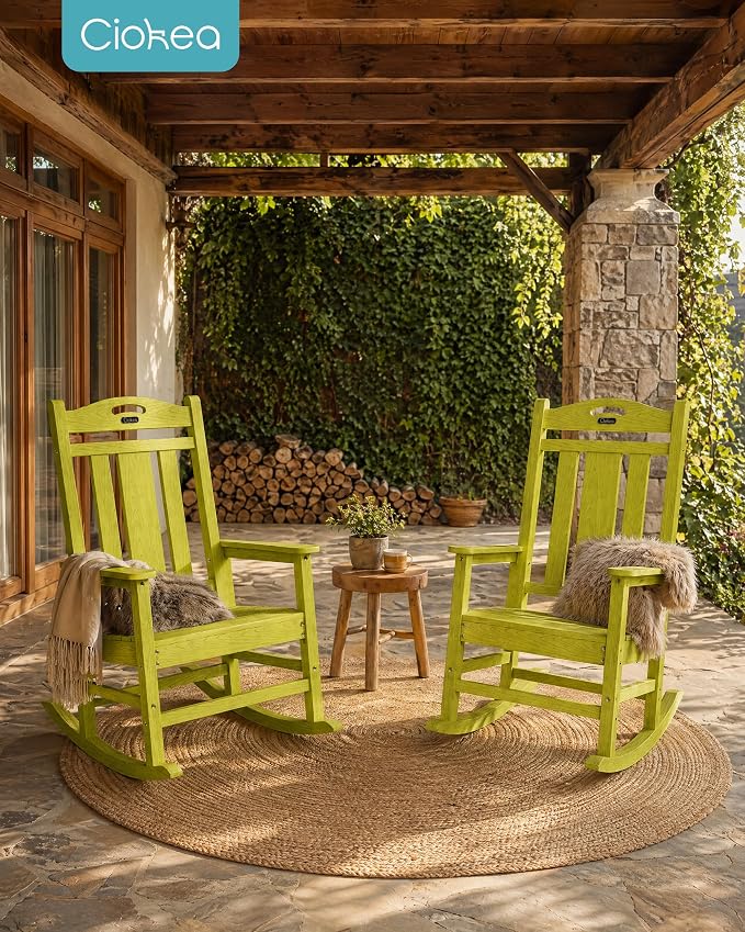 Oversized Outdoor Rocking Chairs Set of 3, 380lbs Heavy-Duty Large Patio Rocker - Image 2
