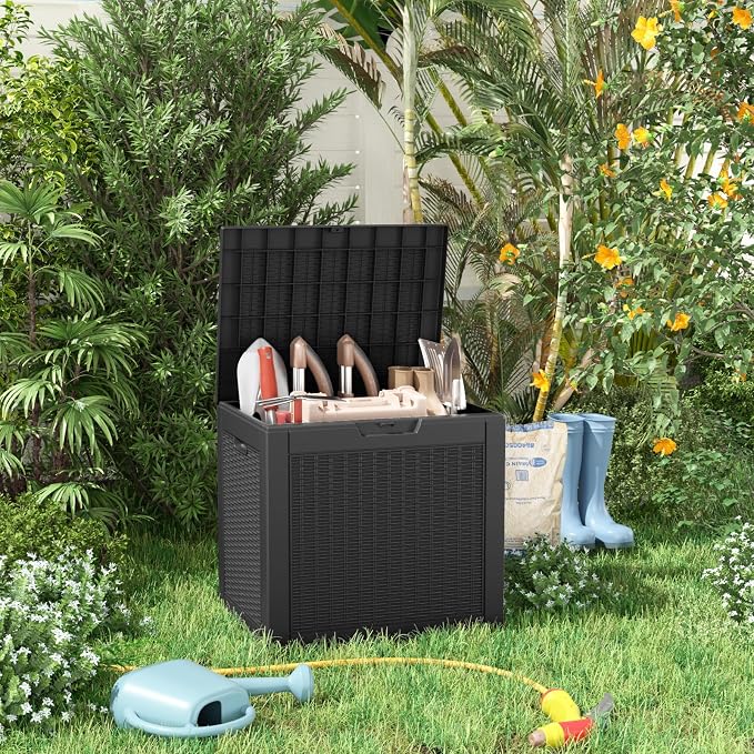 PatioZen 30 Gallon Resin Deck Box, Lockable Patio Outdoor Storage Box - Image 2