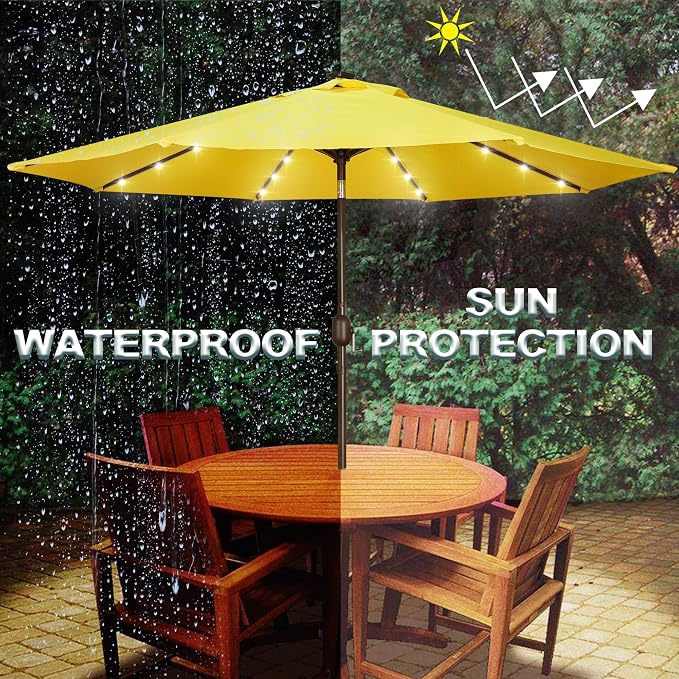 9 ft Solar Umbrella, 32 LED Lighted Patio Umbrella, Table Market Umbrella - Image 5